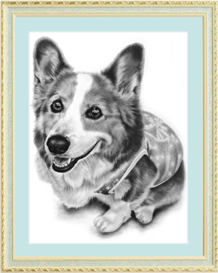 犬の肖像画、コーギー