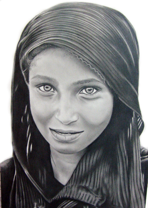 枝川真理の鉛筆画教室生徒作品,イスラムの女性