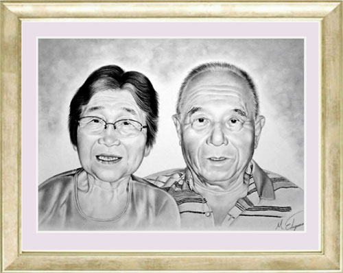 米寿祝,肖像画,両親,一生の記念