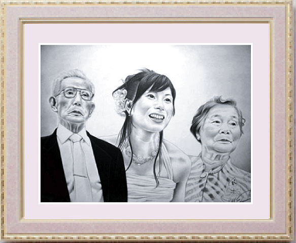 乾坤式で祖父、祖母、肖像画プレゼント