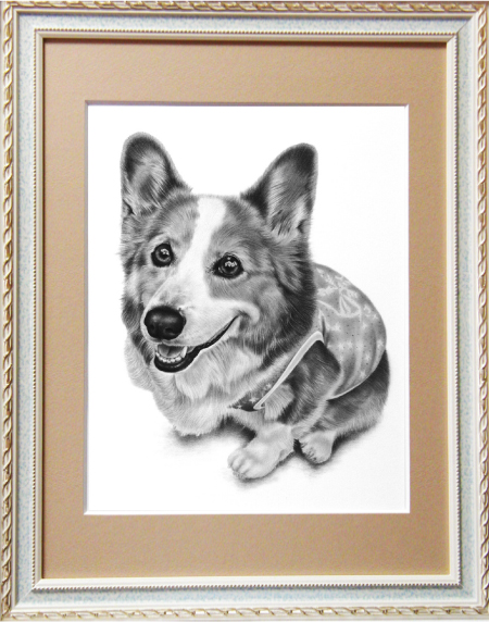 コーギーのボビーくん、愛犬の絵、ペットの絵