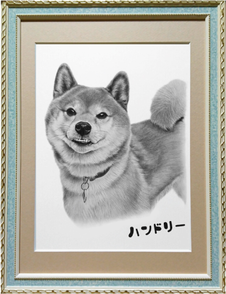 柴犬のハンドリーくん、愛犬の絵、ペットの絵