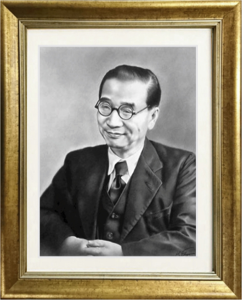 協同学苑史料館へ、鉛筆肖像画