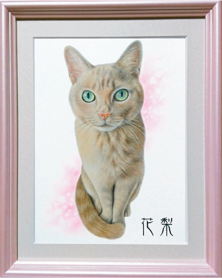 茶トラのリアルな色鉛筆画 猫の肖像画