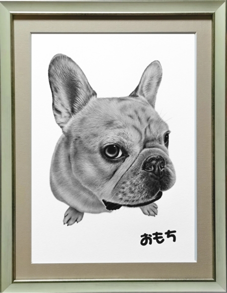 フレンチブルドッグのおもちくん、愛犬の絵、ペットの絵